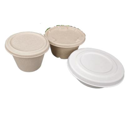 China Bagasse Bamboo Biodegradable Bowl Container Round Fast Food Pulp Paper Bowl for sale