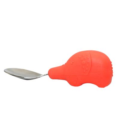 China BPA Free New Design Professional Cute Stainless Steel Silicone Baby Spoon and Fork for sale