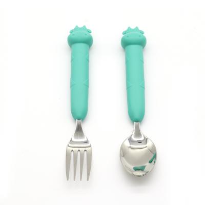 China Factory Price Bpa Free Mini Soft Training Silicone Feeding Baby Spoon Best Selling Baby Fork Set For Babies for sale