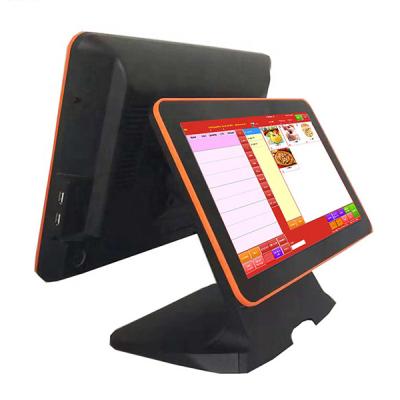 China Plastic Case + Aluminum Alloy Base CJ Legend T660D Black 15 Inch All In One Dual POS Screen POS System Cash Register For Sale for sale