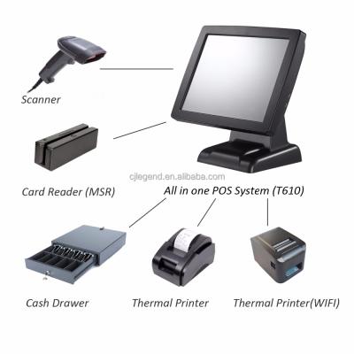 China Plastic Professional Material All POS In One Touch Screen POS Cash Register With QR Code Scanner for sale