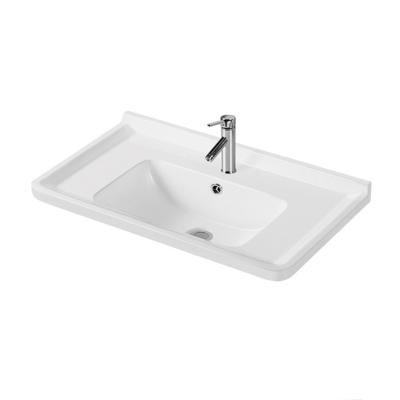 China High Grade Modern Design Ceramic Bathroom Edge Cabinet Basin Countertop Ceramic Slim Sink for sale