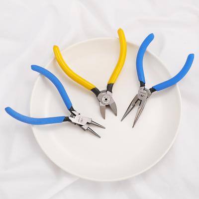 China Environmental Friendly Jewelry Making and Repairing Tools DIY Manual Jewelry Basic Tools Needle Nose Pliers Stainless Steel Blue Round Tip Pliers for sale