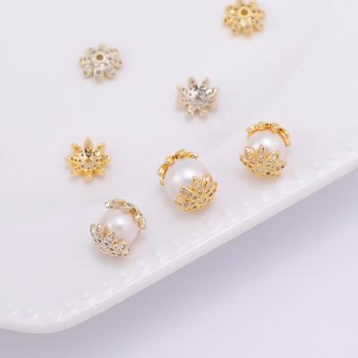 China Environmental friendly 18K glod plated 9.5 mm caps bead brass flower bead cap beads caps for jewelry making for sale