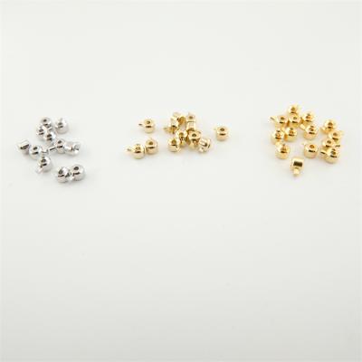 China Environmental Friendly DIY Jewelry Making End Beads 18K Copper Round Crimpers Gold Plated Full Finish Crimp Positioning Beads for sale