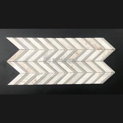 China Modern Yushi Marble Mosaic Stone Lexington Athens White Silver Cream Marble for sale