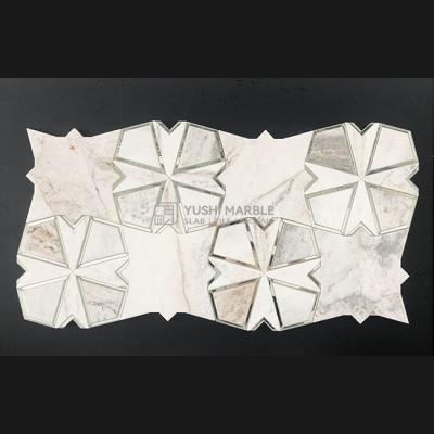 China Modern Stone Large Marble Mosaic Yushi Hampton Herringbone Marble Mosaic Tile for sale