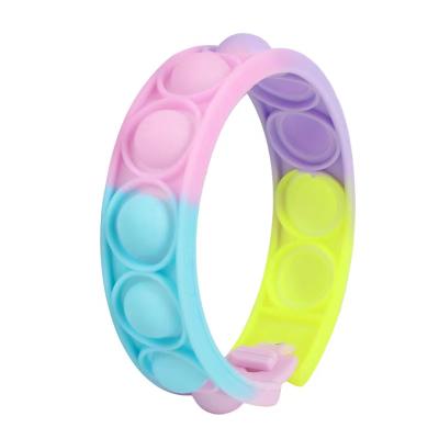 China Relaxing Portable Colorful Adult Kids Gift Bubble Press Silicone Squeeze Restless Person Toys Wristband Sensory Wristband for sale