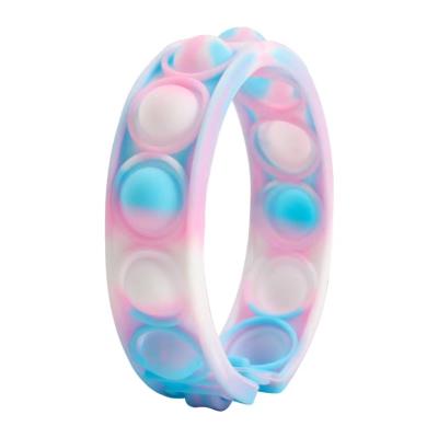 China Portable colorful adult kids squeeze fidgety person toys sensory wristband silicone squeeze bubble release wristband gift for sale