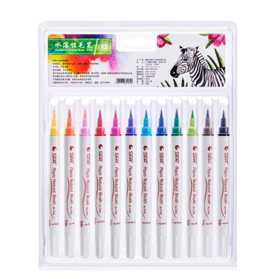 China Manufacturer New Design Washable Colored Brush Pen DIY Textile Fabric Watercolor Pen Set 1-2mm for sale