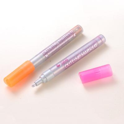 China Wholesale Metallic Pen Color Set Marker Pen DIY Scrapbook Highlighter Marker Pens For School Students for sale