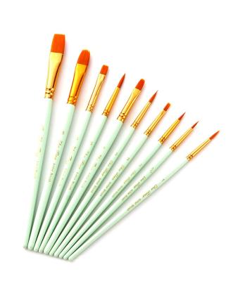 China Round Angel Flat Acrylic Learning Diy Watercolor Painting Pen Filbert Hair 10Pcs Nylon Oil Painting Brush For Artists Painters Beginners for sale