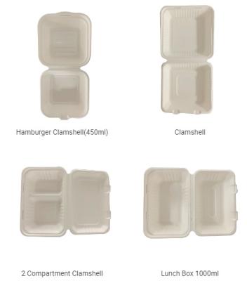 China Paper Pulp Lunch Container Disposable Biodegradable Sugarcane Bagasse Food Container Disposable Tableware for sale