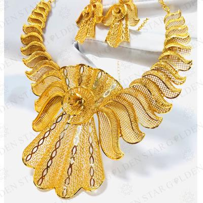 China Custom Star TRENDY Gold Jewelry Necklace Set Gold Plated Parure Bijoux For Women for sale