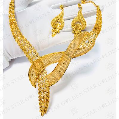 China Custom Luxury Star TRENDY Gold Jewelry Necklace Set Women Jewelry Plated Or With Earrings for sale