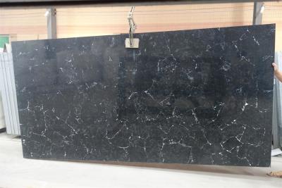 China Scratch Resistant Nero Marquina Vein Artificial Quartz Stone Big Slabs / Quartz Stone Benchtops for sale