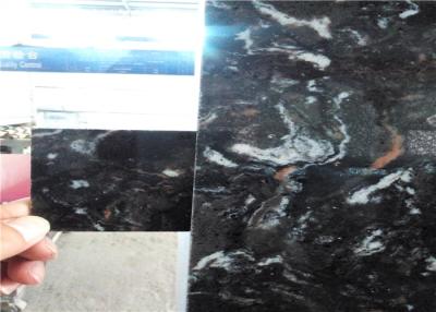 China Black Mixed Vein Quartz Stone Slabs For Custom Kitchen Countertop Material / Table Tops for sale