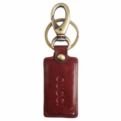 China Simple Promotional Item Gift Guangzhou Style Metal Ring Fashion Genuine Leather Custom Key Chain Leather Key Chain for sale