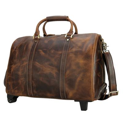 China Professional Vintage Manufacturers Luxury Customize Logo Leather Men Storage Bag Set Embossed Trolley Traveling Luggage for sale