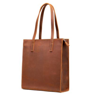 China Genuine Leather Tote Bag Portable Lightweight Vintage Shoulder Bag Customer Bag Laptop Office Handbag For Women for sale