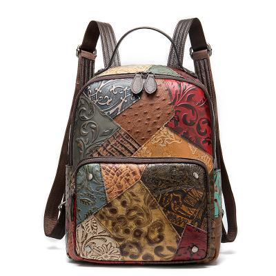 China High quality luxury genuine leather women's backpack vintage large capacity girls school drop anti-theft shipping for sale