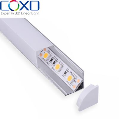 China Modern Aluminum Led Channel Track Corner With Diffuser Cover For Led Strip Light Square Cover Customized Aluminum Profile For Furniture for sale