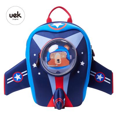 China Waterproof UEK Kids Hottest Selling School Bags Airplane Cartoon Backpack Children Kids Bag for sale