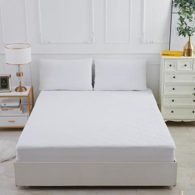 China Wholesale Waterproof White Color Breathable Soft Mattress Cover Terry Fabric Mattress Protector Double TPU Backing Mattress Pad for sale