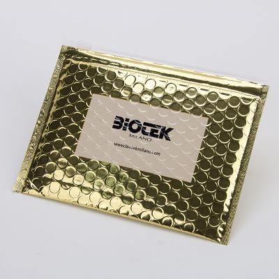 China Custom Logo Ziplock Gold Metallic Bubble Mailing Bag For Cosmetics for sale