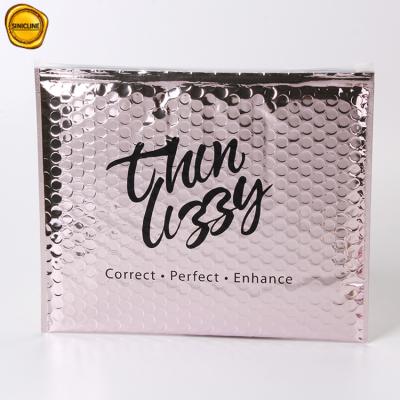 China Custom Logo Ziplock Rose Gold Metallic Bubble Mailer For Cosmetics for sale