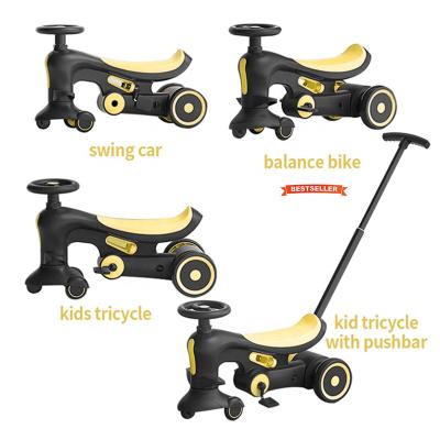 China Ride On Toy Swing Car Balance Bike 3IN1 Tricycle With Pushbar And PU Wheels China Factory High Quality Baby Kids Swing Car In Ride On Car for sale