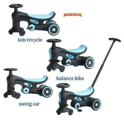 China Ride On Toy Swing Car Balance Bike 3IN1 Tricycle With Pushbar And PU Wheels China Factory High Quality Baby Kids Swing Car In Ride On Car for sale