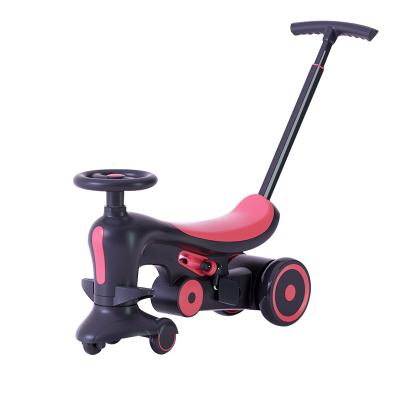 China Ride On Toy China Factory 2021 New High Quality Baby 4IN1 Swing Car With Pushbar And Dynamic Steering Wheel Swing Car With Universal PU Whee for sale