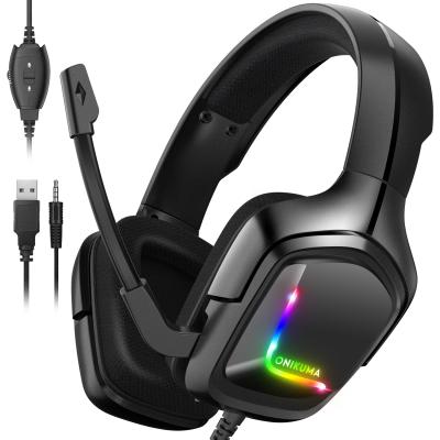 China Hot Selling Earphone Onikuma K20 Surround - Sound PC Laptop Gamer Wire RGB Gaming Headset With Microphone for sale