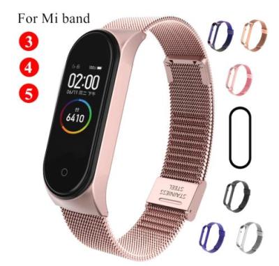 China Breathable Wrist Strap For xiaomi MI Band 6 5 3 4 Band 4 Replacement Metal Strap Stainless Steel Bracelet Wristbands+Metal Case for sale