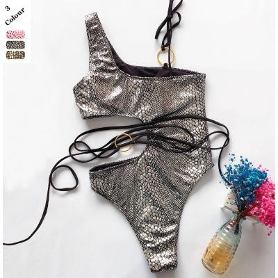 China Snake Breathable Swimwear Women Monokini Swimwear Sexy Hollow Out High Waist Swimsuit Women Bathing Suit for sale