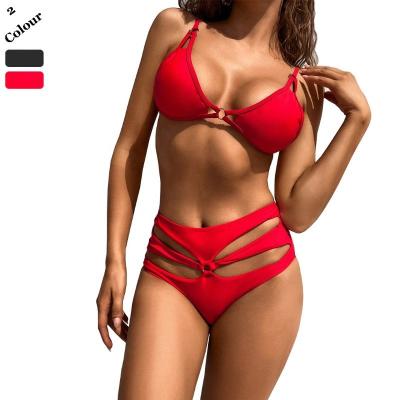 China Breathable Women Hollow Out Brazilian Custom High Waisted Swimsuit Swimwear Beach Wear Swimwear Bikini Set for sale