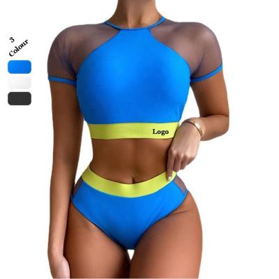 China Custom Made Breathable Mesh Bikini Swimwear Swimwear Logo Bikini Set Women Summer Swimsuit High Waist for sale