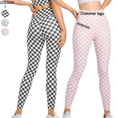 China High Waist Plaid Breathable Warm Gym Activewear Yoga Pants Sports Leggings Women Fitness for sale