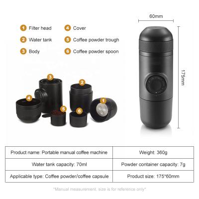 China Portable Car Ride Mini Coffee Maker Good Quality Coffee Maker 8 Coffee Bar Machine Manual Outdoor Car RV for sale