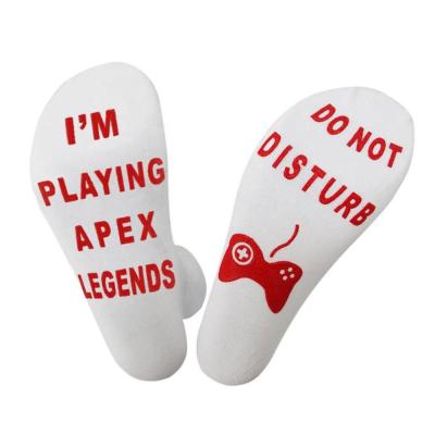 China APEX LEGENDS Funy Letter Print Crew Anti-Skid Socks - DON'T MIND ME TO PLAY Fashion Non-Slip Cotton Unisex Socks for sale