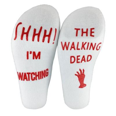 China Novelty Anti-Slip Cotton Non-Slip Non-Slip Socks For Men Women - Shhh! I'm watching The Walking Dead Funy letter printed for sale