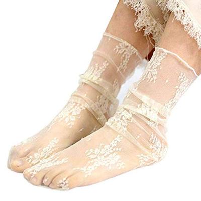 China New Fashion Flower Ladies Antibacterial Mesh Antibacterial Thin Breathable Fairy Long Tube Lace Socks Wedding Lace Girl Socks for sale