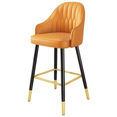 China Modern Home Kitchen Bar Chair Furniture Leather Modern Gold Metal Leg Dining Table Chair Indoor Wholesale Dinning Room Bar Chair for sale