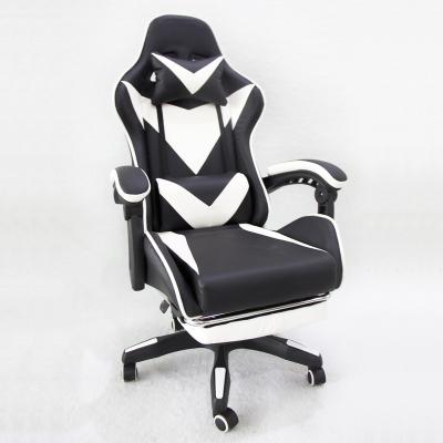 China Adjustable (height) Adjustable Reclining high back PU office chair  Swiveling Computer Silla gamer racing game chair with footrest for sale