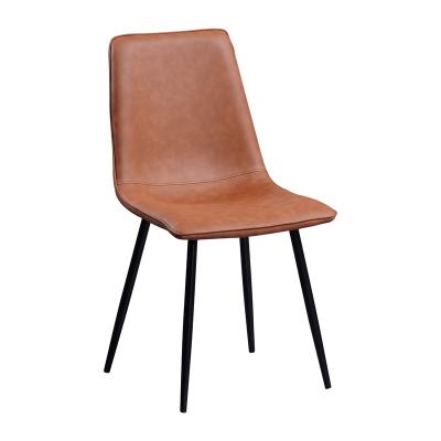 China Simple Modern Synthetic Leather living room furniture Sillas Black Steel Legs Dining Chair for sale