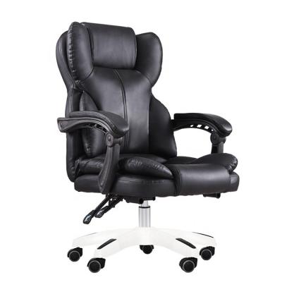 China Adjustable (height) Soft Ergonomic Office Furniture Recliner Swivel Boss Leather Office Chair With Footrest for sale