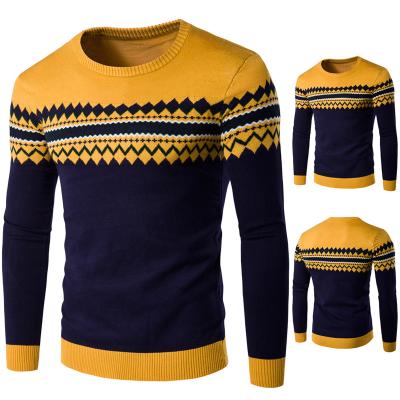 China European Men's Anti-pilling Sweater Round Neck Two Color Casual Quilting Sweater for sale