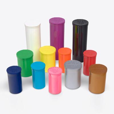 China Smooth Child-Resistant Cap Child Resistant Pop Top Containers Packaging 13 19 30 60 Dram Pill Bottle Pre Air tight Squeeze Plastic Roll Tube for sale