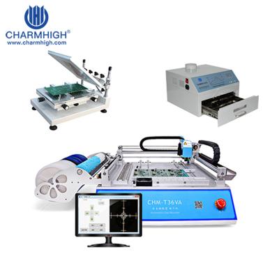 China CHM-T36VA LED Pick And Place Machine 3040 Stencil Printer CHMRO-420 Reflow Oven for sale